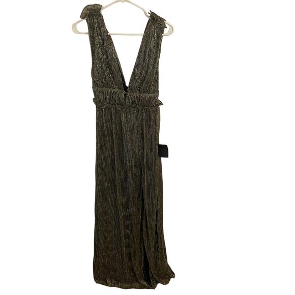 NWT Lulus Spotlight on You Black and Gold Metallic Maxi Dress womens size small - Picture 2 of 5
